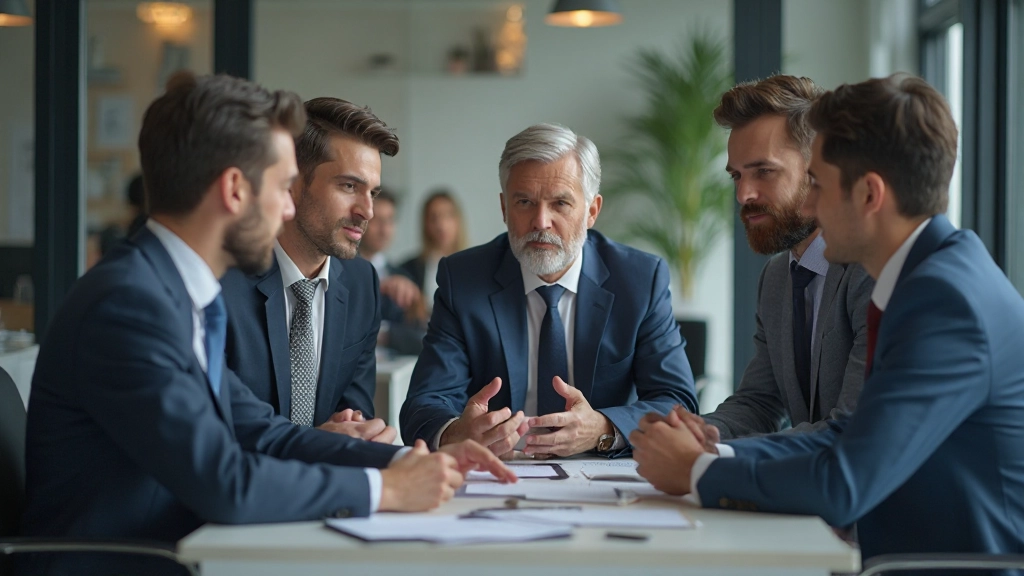 Разнообразная команда финансовых профессионалов обсуждает инвестиционную стратегию за конференц-столом